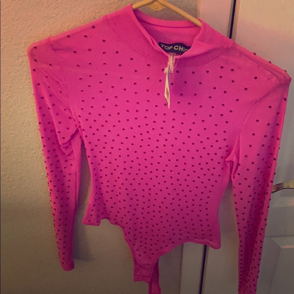 Hot pink shirt with Rhine stones still with tag